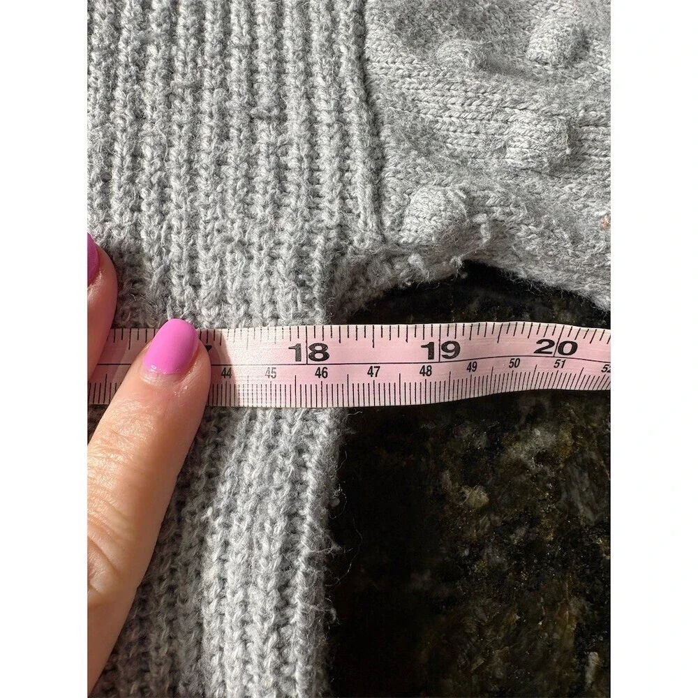 Vince Camuto Sweater Womens M Gray Mock Neck Pullover Textured Sleeves - Picture 7 of 10